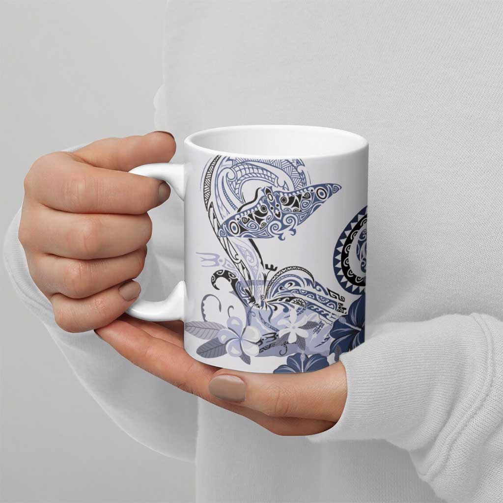 Polynesian Manta Ray Ceramic Mug Blue Floral Turtle Tattoo LT9 - Polynesian Pride