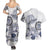 Polynesian Manta Ray Couples Matching Summer Maxi Dress and Hawaiian Shirt Blue Floral Turtle Tattoo - Polynesian Pride