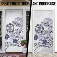 Polynesian Manta Ray Door Cover Blue Floral Turtle Tattoo - Polynesian Pride