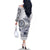 Polynesian Manta Ray Family Matching Off The Shoulder Long Sleeve Dress and Hawaiian Shirt Blue Floral Turtle Tattoo - Polynesian Pride