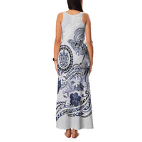 Polynesian Manta Ray Family Matching Tank Maxi Dress and Hawaiian Shirt Blue Floral Turtle Tattoo - Polynesian Pride
