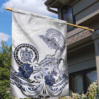Polynesian Manta Ray Garden Flag Blue Floral Turtle Tattoo - Polynesian Pride