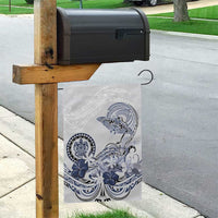 Polynesian Manta Ray Garden Flag Blue Floral Turtle Tattoo - Polynesian Pride