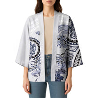 Polynesian Manta Ray Kimono Blue Floral Turtle Tattoo - Polynesian Pride