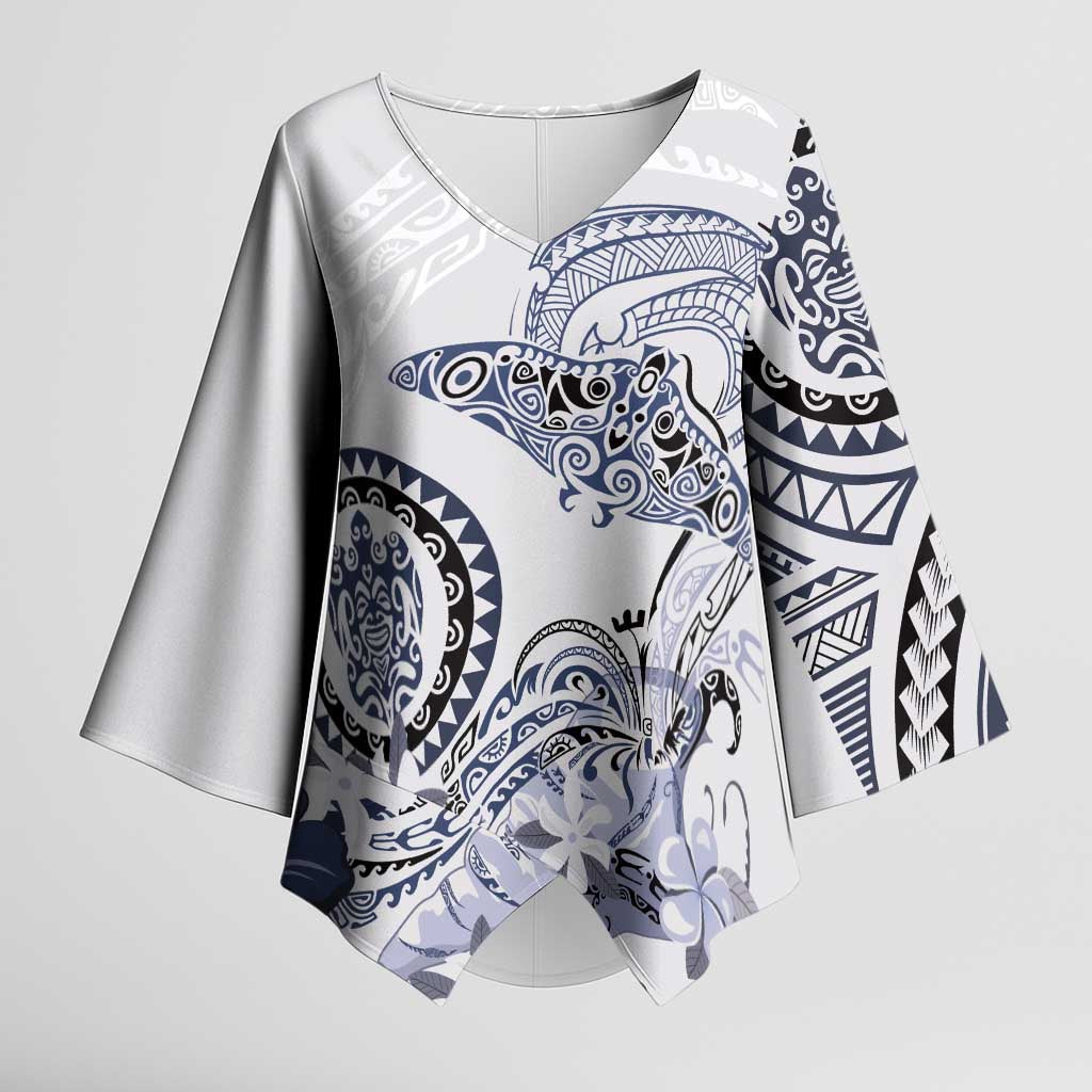 Polynesian Manta Ray Kimono Sleeve Blouse Blue Floral Turtle Tattoo LT9 Female Blue - Polynesian Pride