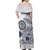 Polynesian Manta Ray Off Shoulder Maxi Dress Blue Floral Turtle Tattoo - Polynesian Pride