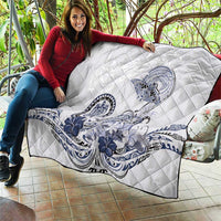 Polynesian Manta Ray Quilt Blue Floral Turtle Tattoo - Polynesian Pride