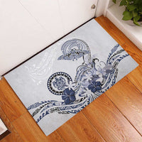 Polynesian Manta Ray Rubber Doormat Blue Floral Turtle Tattoo LT9 - Polynesian Pride