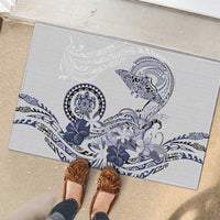 Polynesian Manta Ray Rubber Doormat Blue Floral Turtle Tattoo LT9 - Polynesian Pride