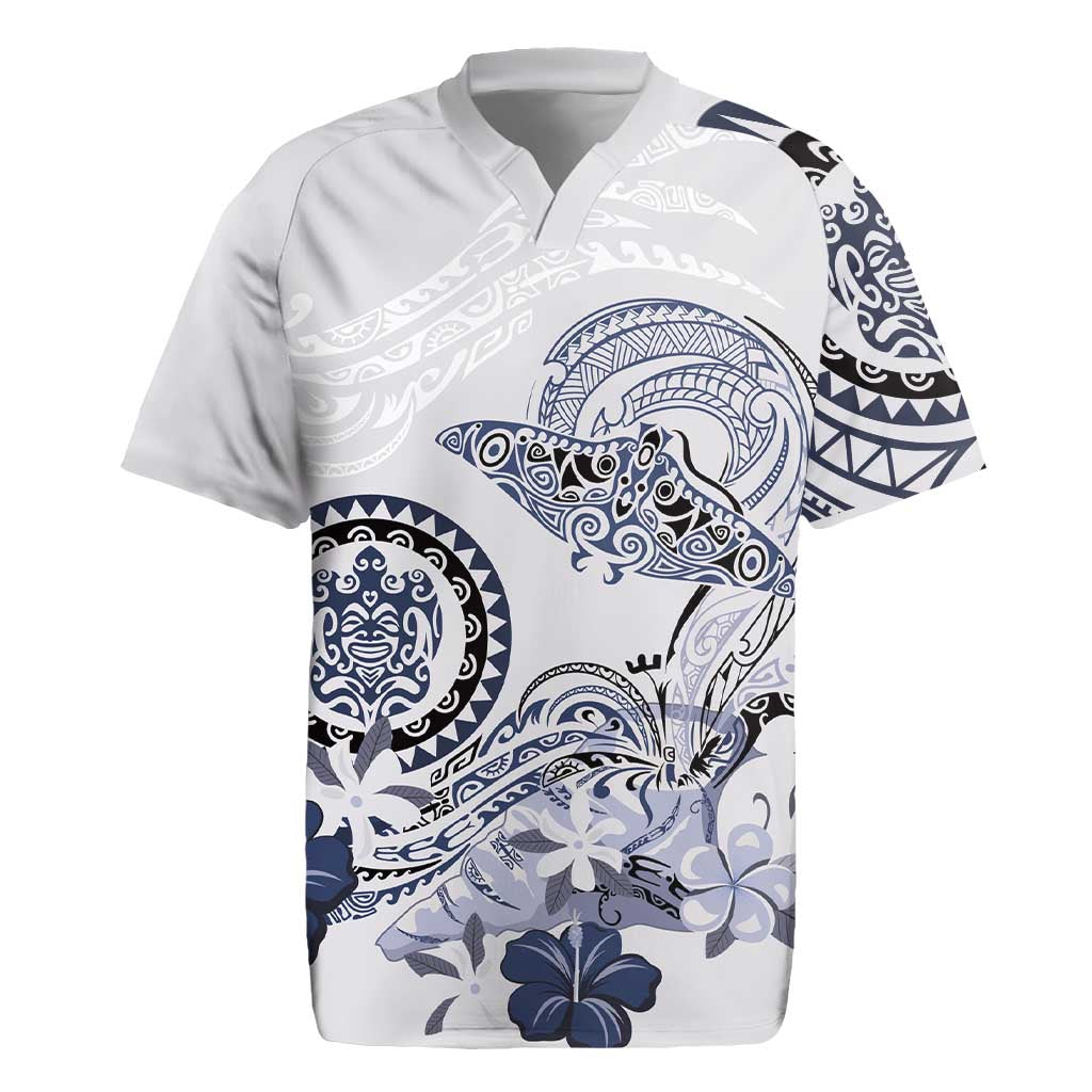 Polynesian Manta Ray Rugby Jersey Blue Floral Turtle Tattoo LT9 Blue - Polynesian Pride
