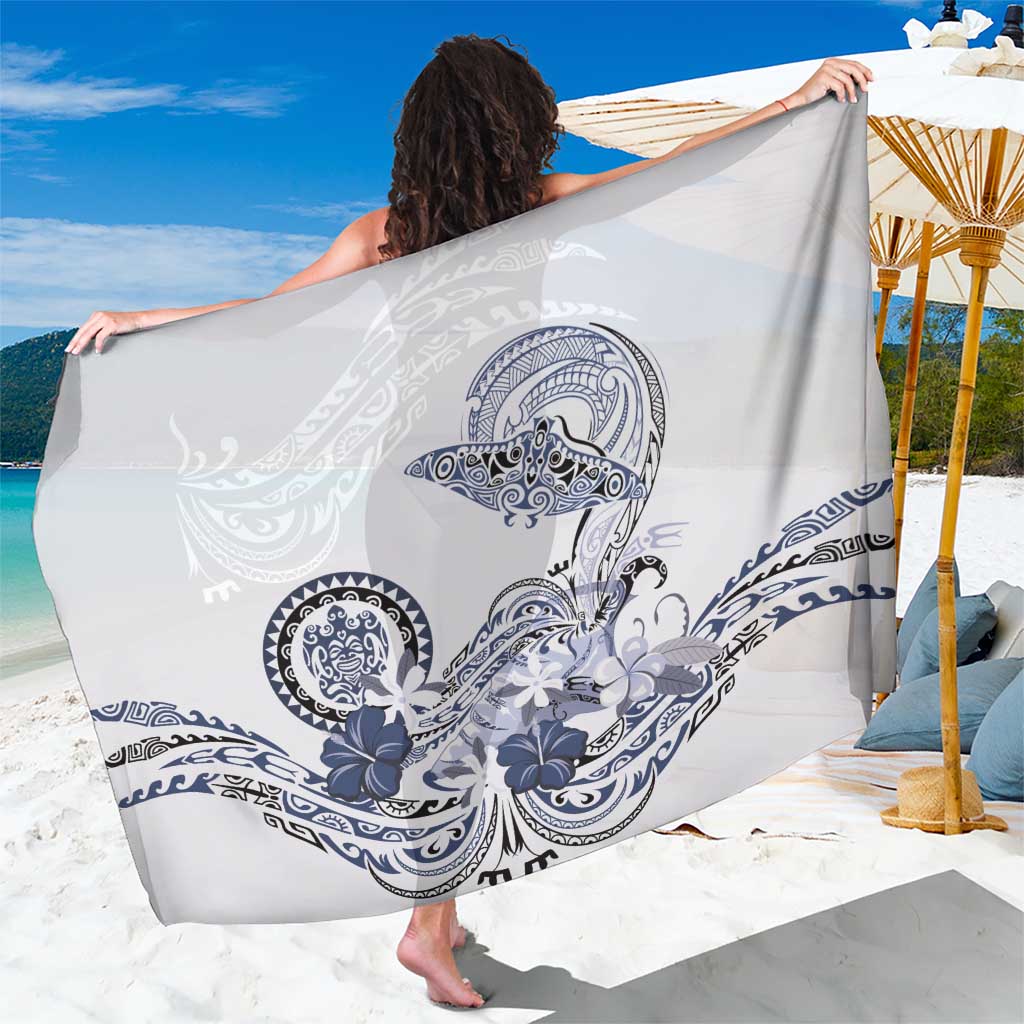 Polynesian Manta Ray Sarong Blue Floral Turtle Tattoo - Polynesian Pride