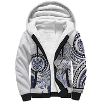 Polynesian Manta Ray Sherpa Hoodie Blue Floral Turtle Tattoo LT9 Unisex Blue - Polynesian Pride