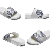 Polynesian Manta Ray Slide Sandals Blue Floral Turtle Tattoo - Polynesian Pride