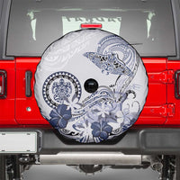Polynesian Manta Ray Spare Tire Cover Blue Floral Turtle Tattoo - Polynesian Pride