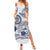 Polynesian Manta Ray Summer Maxi Dress Blue Floral Turtle Tattoo - Polynesian Pride