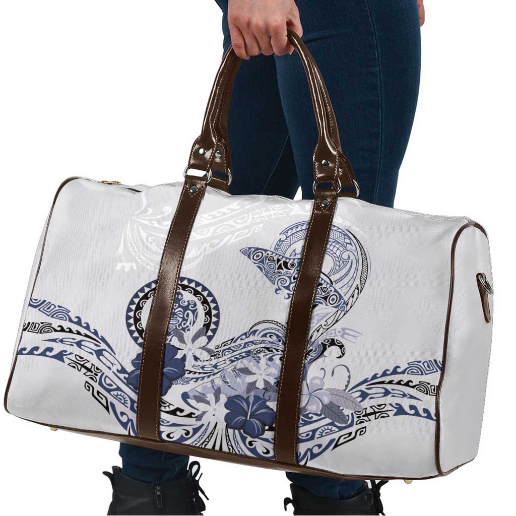 Polynesian Manta Ray Travel Bag Blue Floral Turtle Tattoo - Polynesian Pride