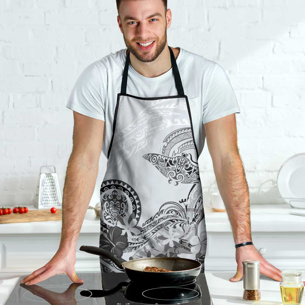 Polynesian Manta Ray Apron Gray Floral Turtle Tattoo LT9 - Polynesian Pride