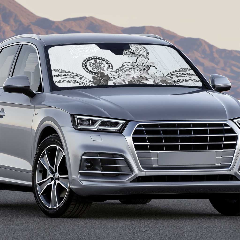 Polynesian Manta Ray Auto Sun Shade Gray Floral Turtle Tattoo - Polynesian Pride