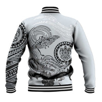 Polynesian Manta Ray Baseball Jacket Gray Floral Turtle Tattoo LT9 - Polynesian Pride