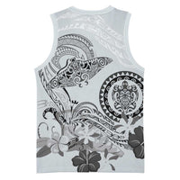Polynesian Manta Ray Basketball Jersey Gray Floral Turtle Tattoo LT9 - Polynesian Pride
