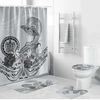 Polynesian Manta Ray Bathroom Set Gray Floral Turtle Tattoo - Polynesian Pride