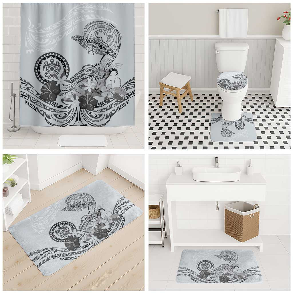 Polynesian Manta Ray Bathroom Set Gray Floral Turtle Tattoo - Polynesian Pride