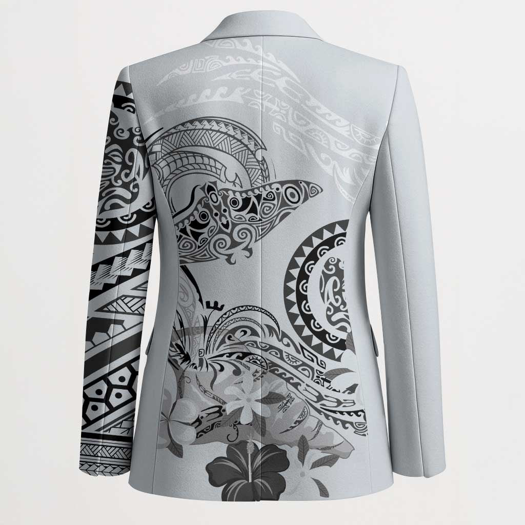 Polynesian Manta Ray Blazer Gray Floral Turtle Tattoo LT9 - Polynesian Pride
