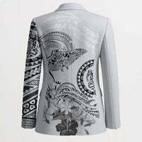 Polynesian Manta Ray Blazer Gray Floral Turtle Tattoo LT9 - Polynesian Pride