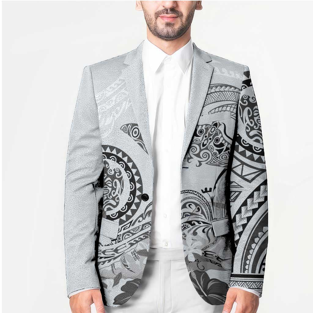 Polynesian Manta Ray Blazer Gray Floral Turtle Tattoo LT9 - Polynesian Pride