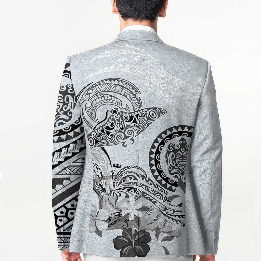 Polynesian Manta Ray Blazer Gray Floral Turtle Tattoo LT9 - Polynesian Pride