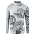 Polynesian Manta Ray Button Sweatshirt Gray Floral Turtle Tattoo - Polynesian Pride