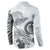 Polynesian Manta Ray Button Sweatshirt Gray Floral Turtle Tattoo - Polynesian Pride