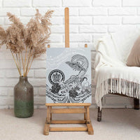 Polynesian Manta Ray Canvas Wall Art Gray Floral Turtle Tattoo LT9 - Polynesian Pride
