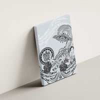 Polynesian Manta Ray Canvas Wall Art Gray Floral Turtle Tattoo LT9 - Polynesian Pride