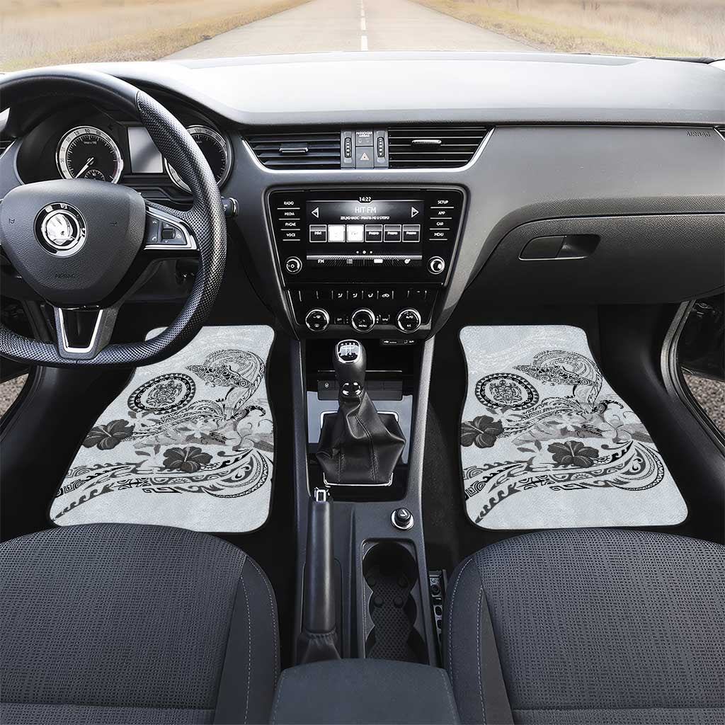 Polynesian Manta Ray Car Mats Gray Floral Turtle Tattoo LT9 Set 2pcs - Front Gray - Polynesian Pride