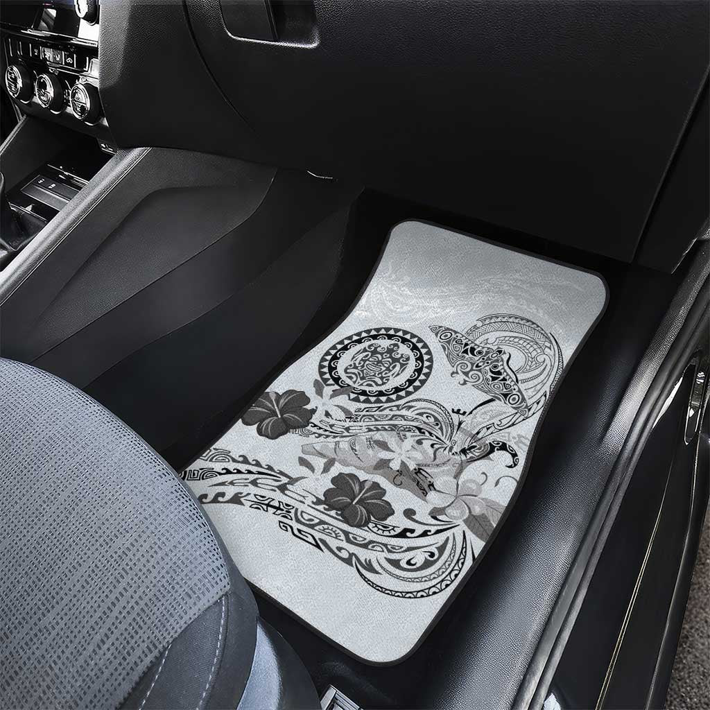 Polynesian Manta Ray Car Mats Gray Floral Turtle Tattoo LT9 - Polynesian Pride