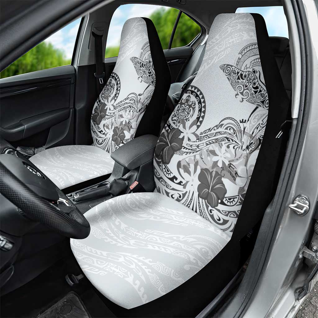 Polynesian Manta Ray Car Seat Cover Gray Floral Turtle Tattoo - Polynesian Pride