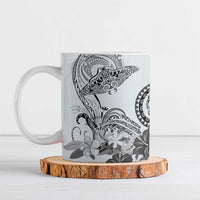 Polynesian Manta Ray Ceramic Mug Gray Floral Turtle Tattoo LT9 Gray - Polynesian Pride