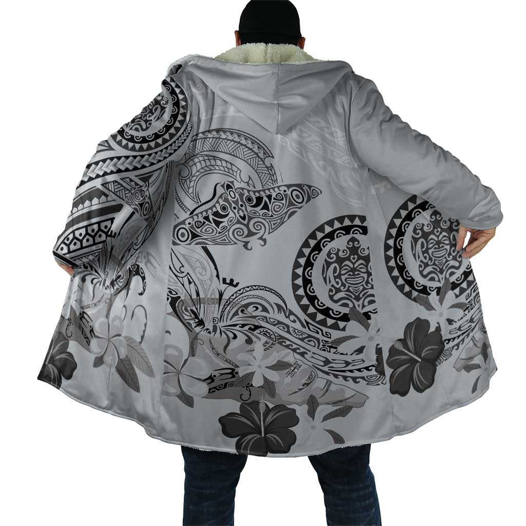 Polynesian Manta Ray Cloak Gray Floral Turtle Tattoo - Polynesian Pride