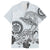 Polynesian Manta Ray Family Matching Off Shoulder Short Dress and Hawaiian Shirt Gray Floral Turtle Tattoo - Polynesian Pride