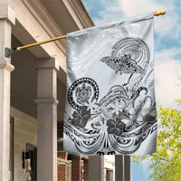 Polynesian Manta Ray Garden Flag Gray Floral Turtle Tattoo - Polynesian Pride