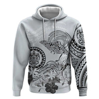 Polynesian Manta Ray Hoodie Gray Floral Turtle Tattoo - Polynesian Pride