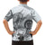 Polynesian Manta Ray Kid Hawaiian Shirt Gray Floral Turtle Tattoo - Polynesian Pride