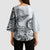 Polynesian Manta Ray Kimono Sleeve Blouse Gray Floral Turtle Tattoo - Polynesian Pride