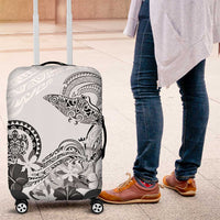 Polynesian Manta Ray Luggage Cover Gray Floral Turtle Tattoo - Polynesian Pride