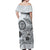 Polynesian Manta Ray Off Shoulder Maxi Dress Gray Floral Turtle Tattoo - Polynesian Pride