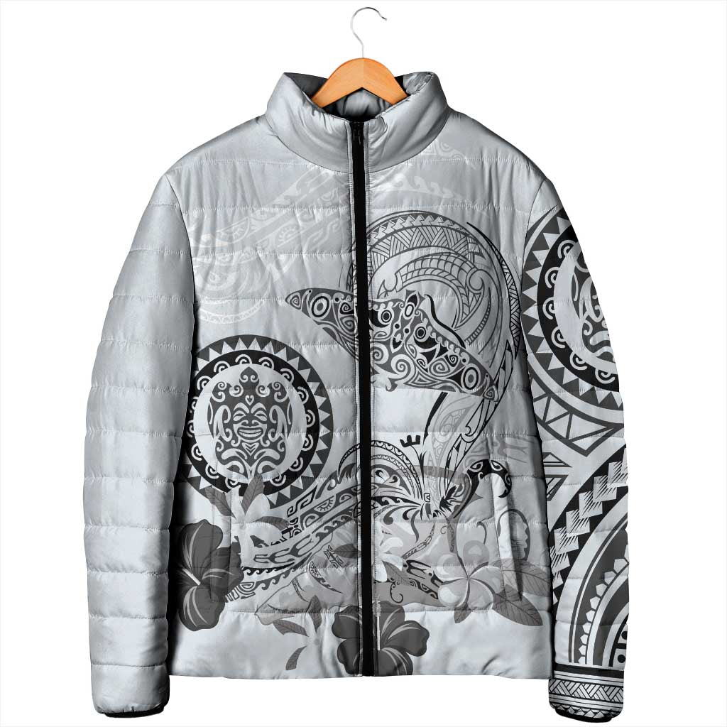 Polynesian Manta Ray Padded Jacket Gray Floral Turtle Tattoo LT9 - Polynesian Pride