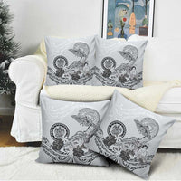 Polynesian Manta Ray Pillow Cover Gray Floral Turtle Tattoo - Polynesian Pride