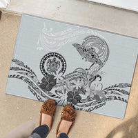 Polynesian Manta Ray Rubber Doormat Gray Floral Turtle Tattoo LT9 - Polynesian Pride