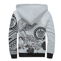 Polynesian Manta Ray Sherpa Hoodie Gray Floral Turtle Tattoo LT9 - Polynesian Pride